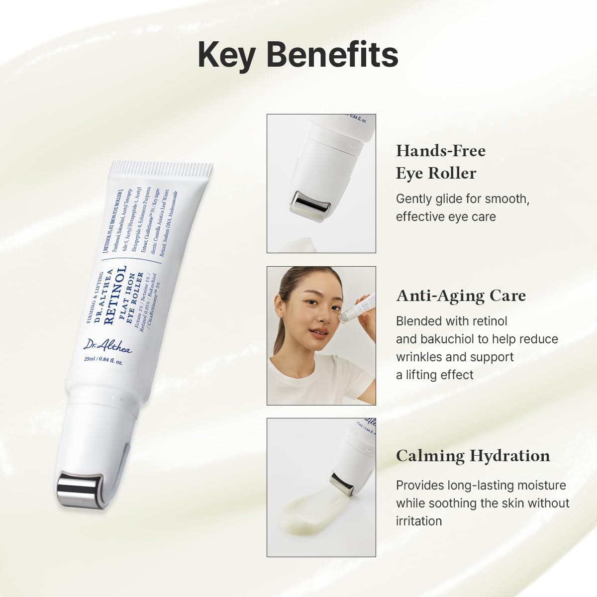 سرم دور چشم ضدچروک Dr.Althea حاوی رتینول، پپتید و سنتلا مدل Flat Iron Eye Roller 25 ml سرم دور چشم ضدچروک Dr.Althea حاوی رتینول، پپتید و سنتلا مدل Flat Iron Eye Roller 25 ml