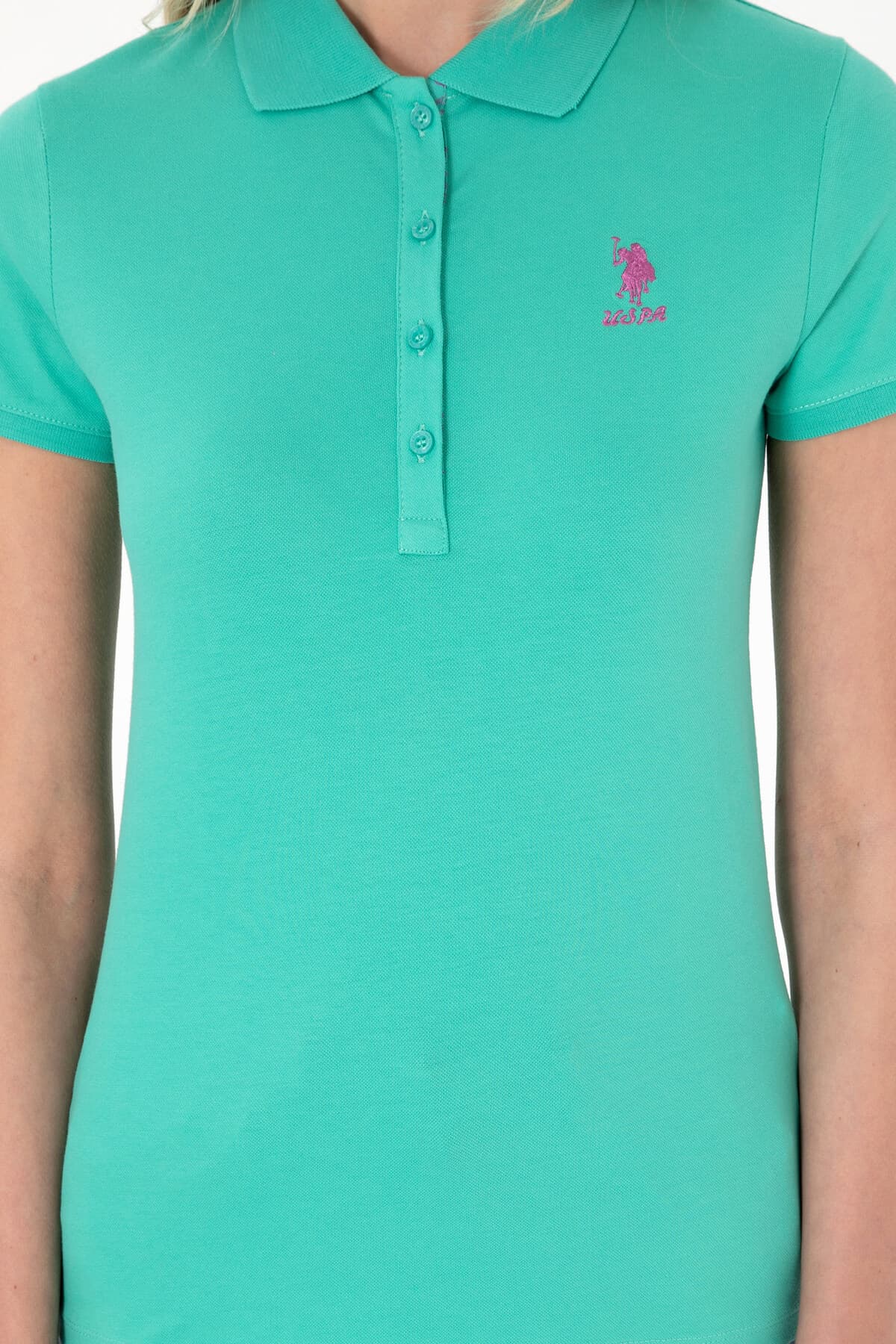 تیشرت زنانه U.S. Polo Assn. یقه پولو ساده سبز نعنایی مدل 50300896-VR090 تیشرت زنانه U.S. Polo Assn. یقه پولو ساده سبز نعنایی مدل 50300896-VR090