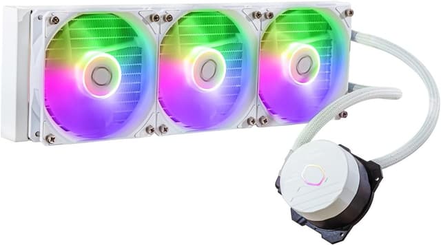 خنککننده مایع پردازنده Cooler Master MasterLiquid 360 L Core ARGB دو محفظهای با پمپ Gen S، فنهای ARGB 120 mm، پایههای LGA 1700 و AM5، سفید خنککننده مایع پردازنده Cooler Master MasterLiquid 360 L Core ARGB دو محفظهای با پمپ Gen S، فنهای ARGB 120 mm، پایههای LGA 1700 و AM5، سفید