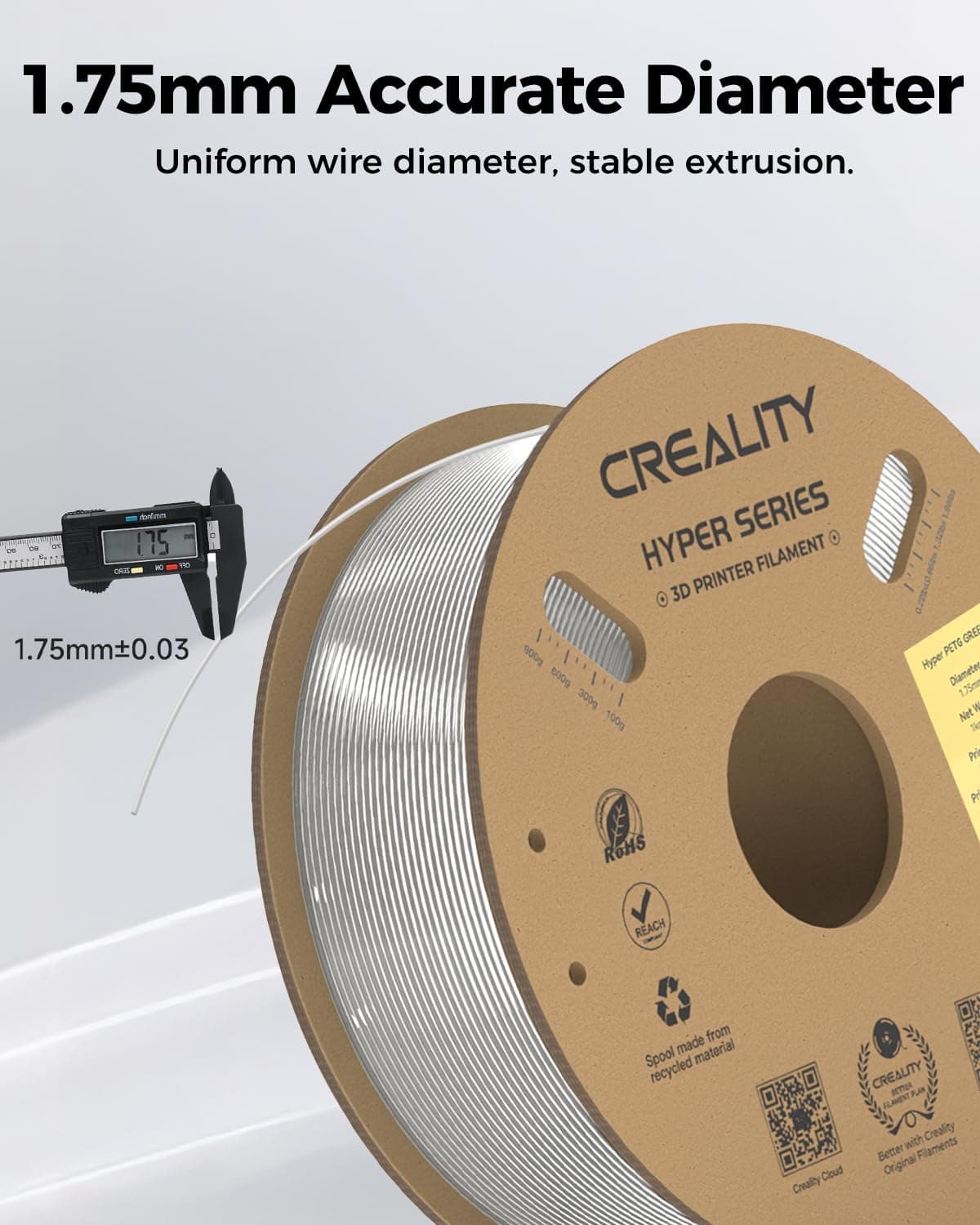 فیلامنت پرینتر سه بعدی Creality PETG سرعت بالا مدل Hyper 1.75 mm 1 kg فیلامنت پرینتر سه بعدی Creality PETG سرعت بالا مدل Hyper 1.75 mm 1 kg