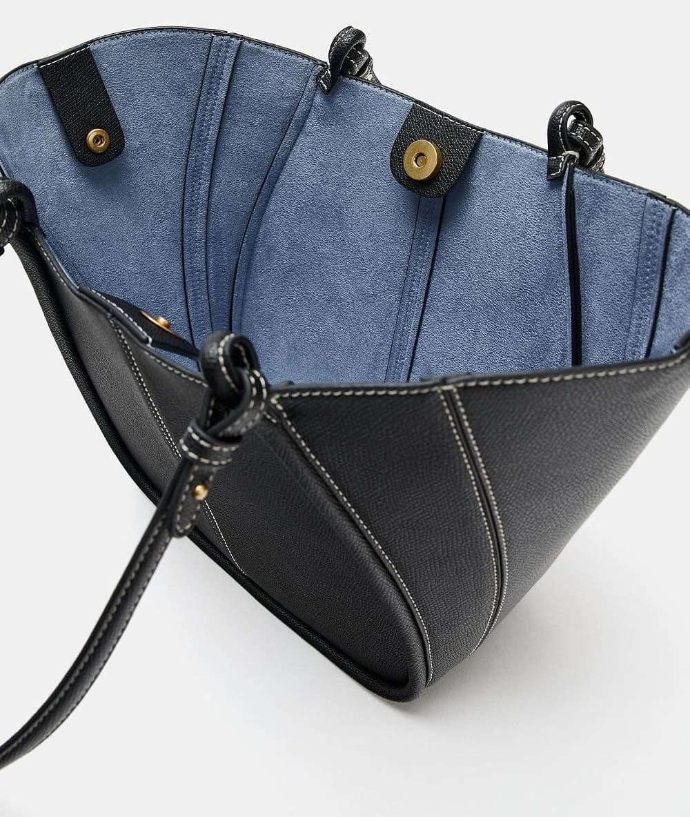 کیف توت مینی زنانه Zara با جزئیات دوخت کیف توت مینی زنانه Zara با جزئیات دوخت