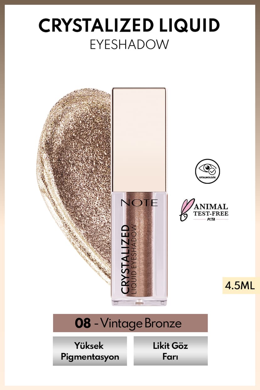 سایه چشم مایع Note Cosmetics Crystalized متالیک مدل 08 برنز قدیمی سایه چشم مایع Note Cosmetics Crystalized متالیک مدل 08 برنز قدیمی