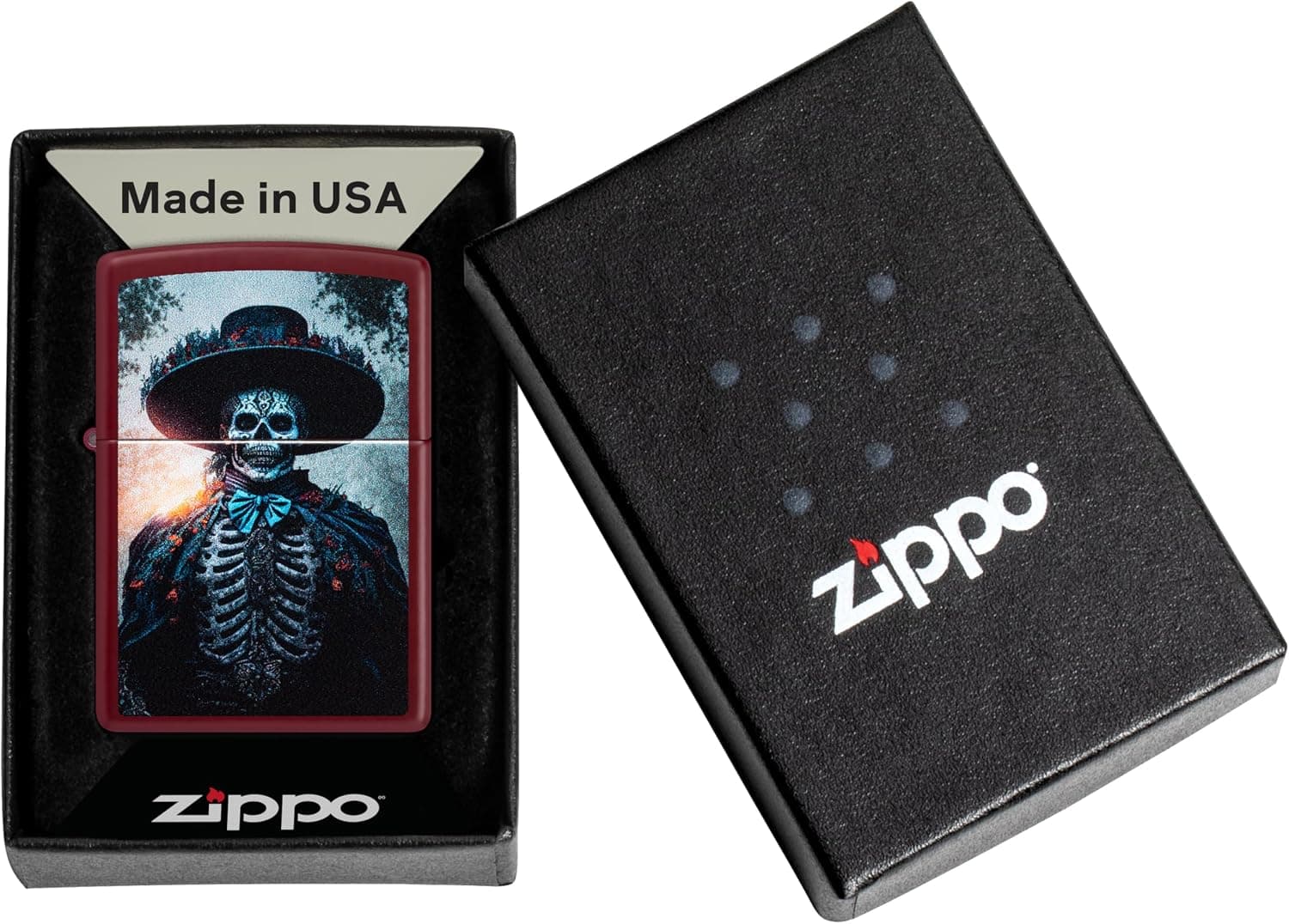 فندک ضدباد Zippo طرح روز مردگان رنگ مرلو فندک ضدباد Zippo طرح روز مردگان رنگ مرلو