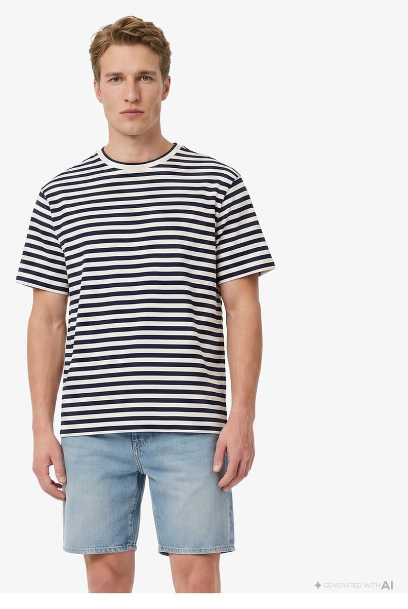 تیشرت مردانه Lacoste ریلکس فیت یقه گرد راهراه سرمهای تیشرت مردانه Lacoste ریلکس فیت یقه گرد راهراه سرمهای
