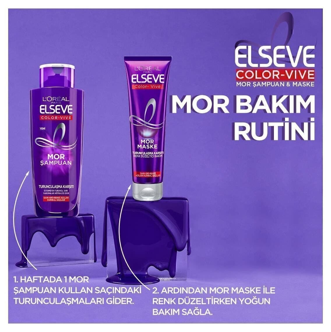 ماسک مو Elseve Color Vive بنفش ضد نارنجی شدن 150ml ماسک مو Elseve Color Vive بنفش ضد نارنجی شدن 150ml