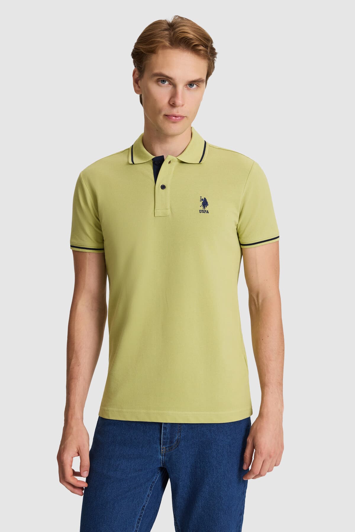 تیشرت مردانه U.S. Polo Assn. سبز یقه پولو فیت اسلیم ساده مدل 50326975-VR016 تیشرت مردانه U.S. Polo Assn. سبز یقه پولو فیت اسلیم ساده مدل 50326975-VR016