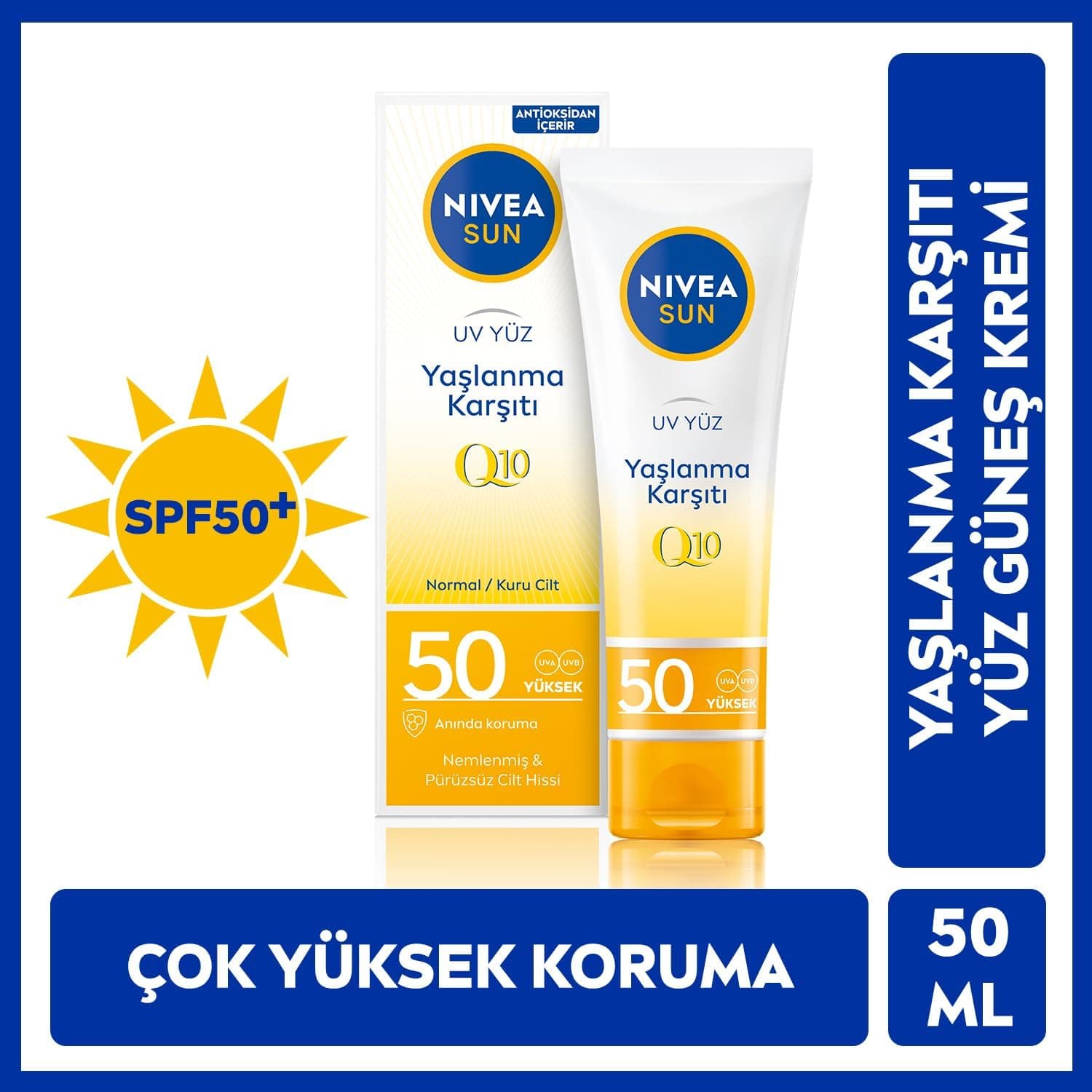 کرم ضد آفتاب صورت NIVEA SUN ضد پیری و لک Q10 SPF50 50 ml کرم ضد آفتاب صورت NIVEA SUN ضد پیری و لک Q10 SPF50 50 ml