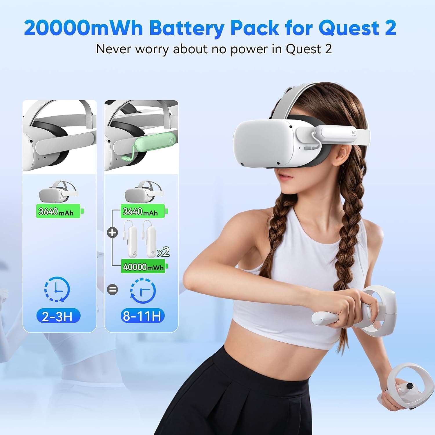 باتری Kinwin بسته 2 تایی 20000mWh مخصوص هدست Meta Quest 2 سفید باتری Kinwin بسته 2 تایی 20000mWh مخصوص هدست Meta Quest 2 سفید