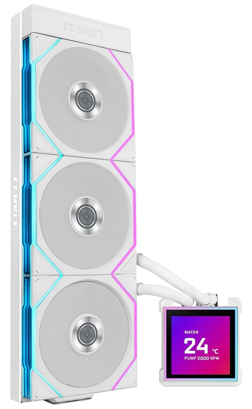 خنککننده مایع سفید Lian Li HydroShift II LCD-S 360TL مدل G89.GHS2LCDS36TW.00 خنککننده مایع سفید Lian Li HydroShift II LCD-S 360TL مدل G89.GHS2LCDS36TW.00