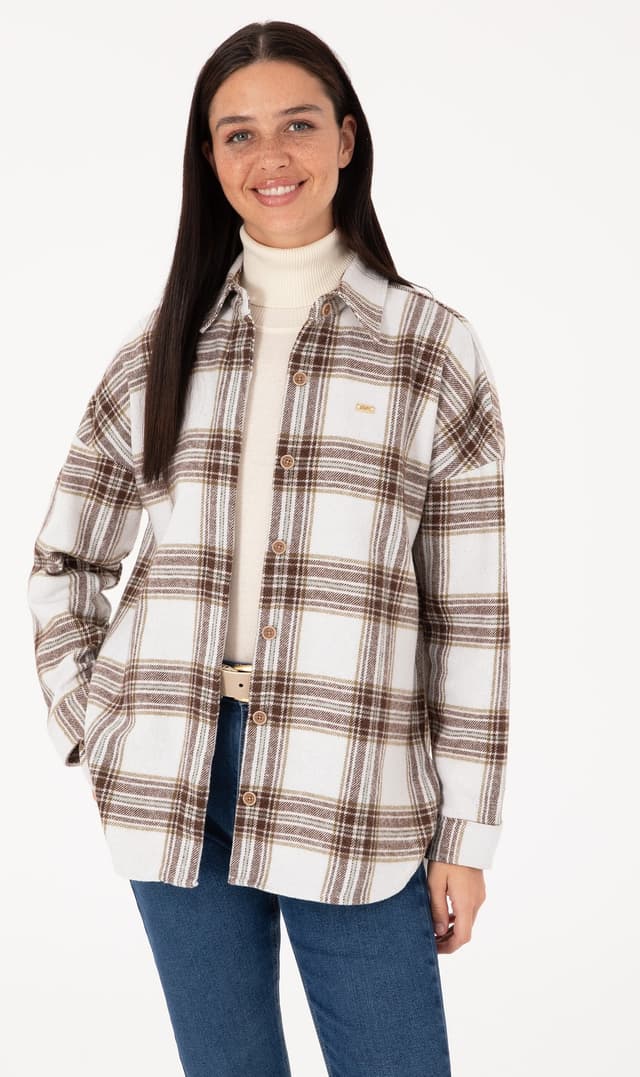 پیراهن زنانه U.S. Polo Assn. کرم چوبری آستین بلند مدل 50316698-VR027 پیراهن زنانه U.S. Polo Assn. کرم چوبری آستین بلند مدل 50316698-VR027