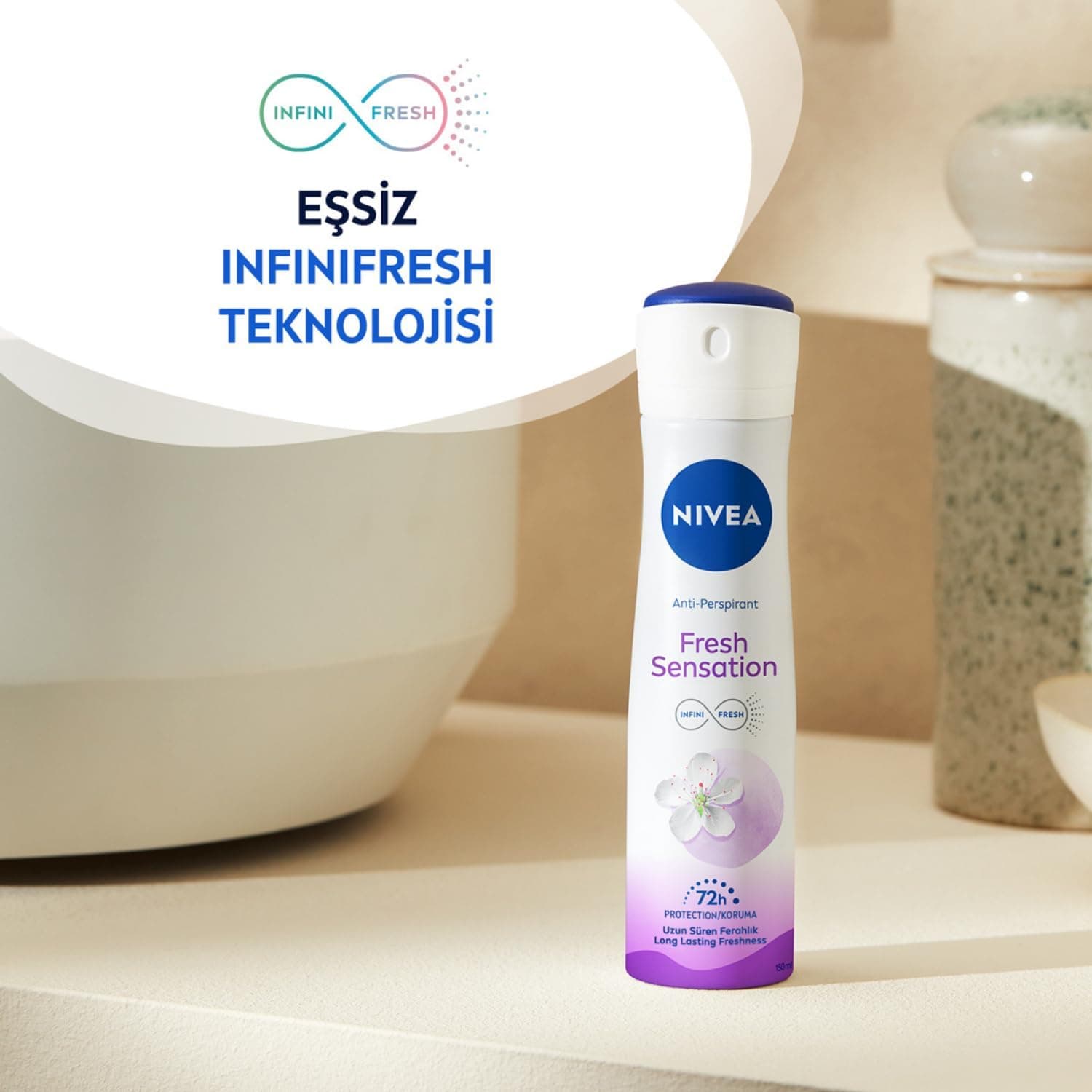 اسپری دئودورانت زنانه NIVEA با حس تازگی، محافظت ضدتعریق 72 ساعته 150 ml اسپری دئودورانت زنانه NIVEA با حس تازگی، محافظت ضدتعریق 72 ساعته 150 ml