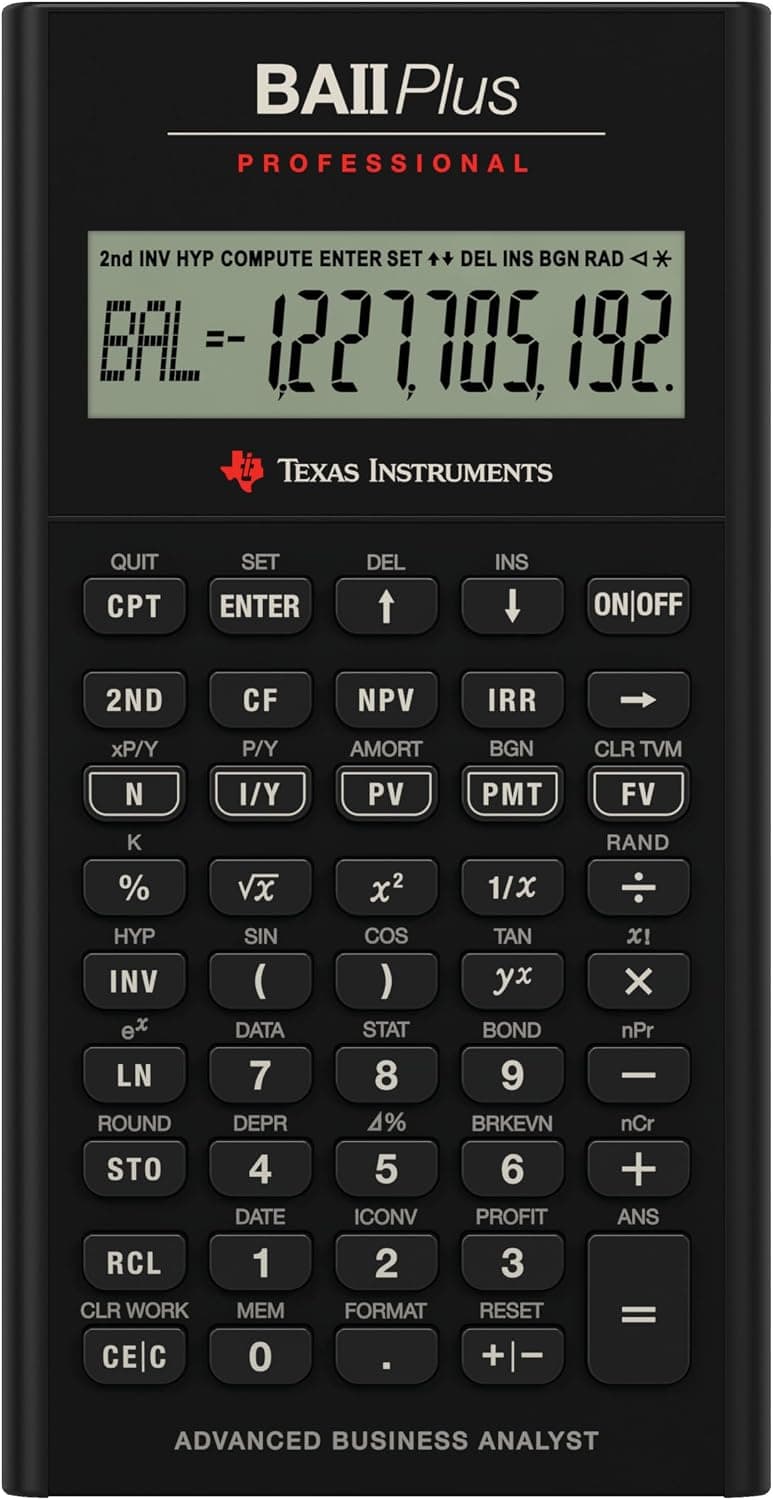 ماشینحساب مالی TEXAS INSTRUMENTS با نمایشگر ۱۰ رقمی مدل BA II Plus Professional ماشینحساب مالی TEXAS INSTRUMENTS با نمایشگر ۱۰ رقمی مدل BA II Plus Professional
