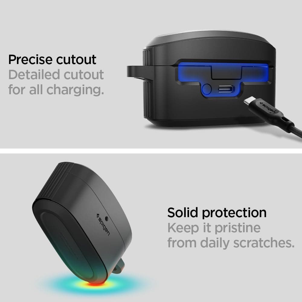 کاور هدفون Spigen سازگار با Sony مدل WF-1000XM5 Rugged Armor مشکی مات ACS07086 کاور هدفون Spigen سازگار با Sony مدل WF-1000XM5 Rugged Armor مشکی مات ACS07086