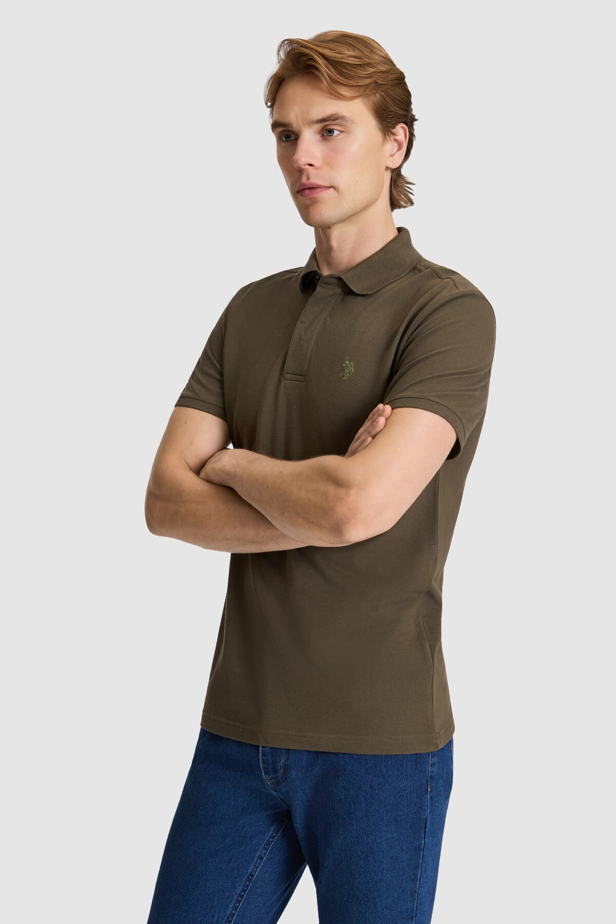 تیشرت مردانه U.S. Polo Assn. ساده خاکی تیره مدل 50327003-VR111 تیشرت مردانه U.S. Polo Assn. ساده خاکی تیره مدل 50327003-VR111