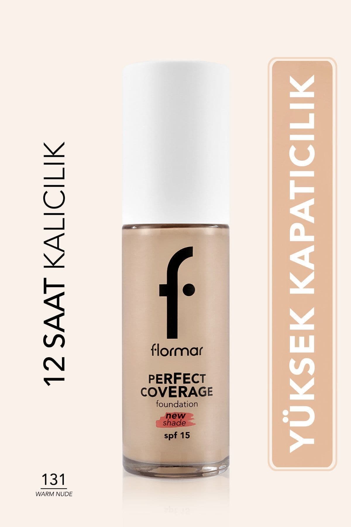 فاندیشن Flormar Perfect Coverage بر پایه آب زیرتون صورتی بژ گرم مدل 131 فاندیشن Flormar Perfect Coverage بر پایه آب زیرتون صورتی بژ گرم مدل 131