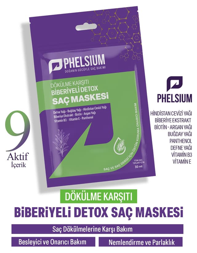 ماسک مو PHELSİUM ضد ریزش دتاکس با رزماری و ۹ ماده فعال ماسک مو PHELSİUM ضد ریزش دتاکس با رزماری و ۹ ماده فعال