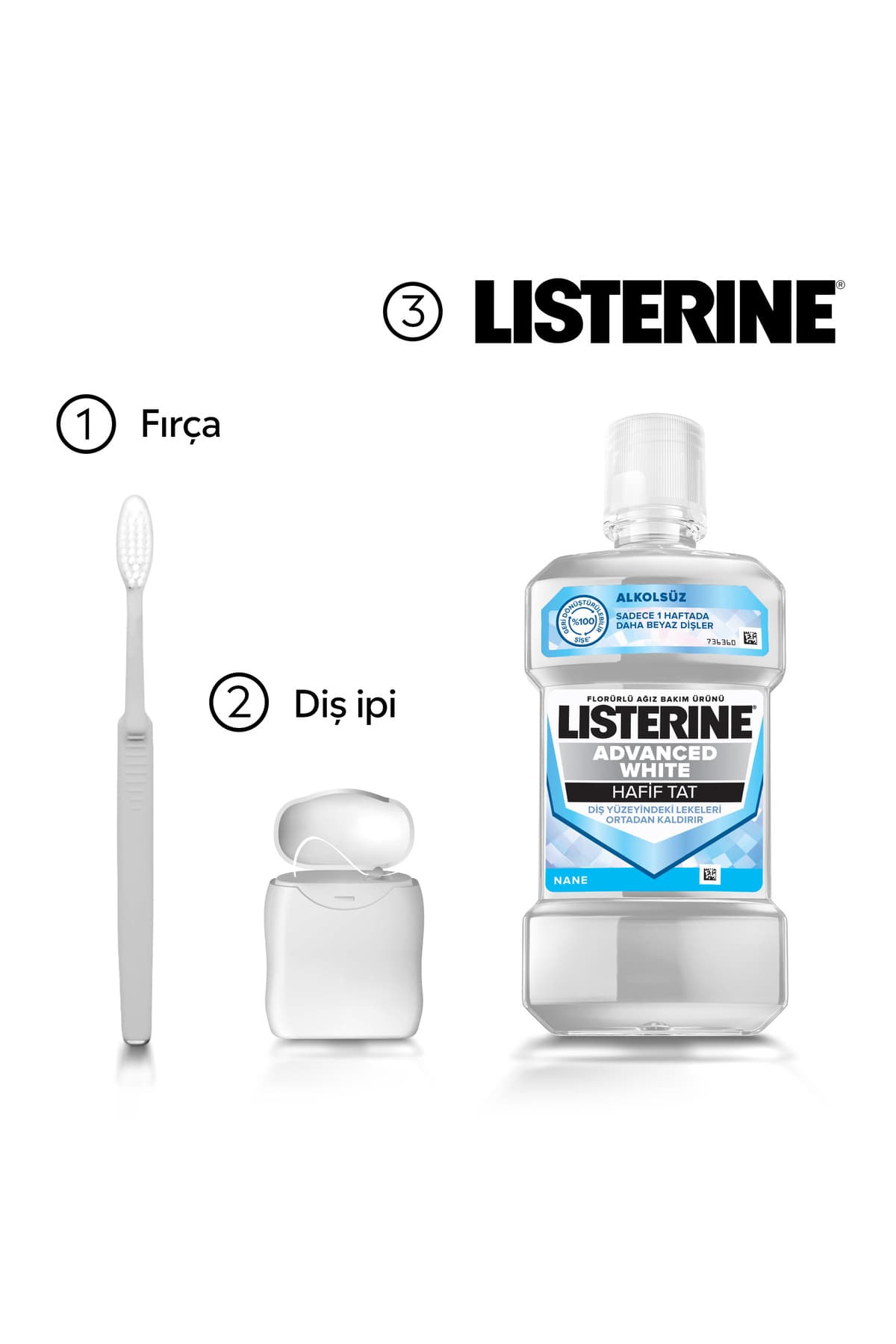 دهانشویه Listerine با طعم ملایم مدل Advanced White حجم 1000 ml دهانشویه Listerine با طعم ملایم مدل Advanced White حجم 1000 ml