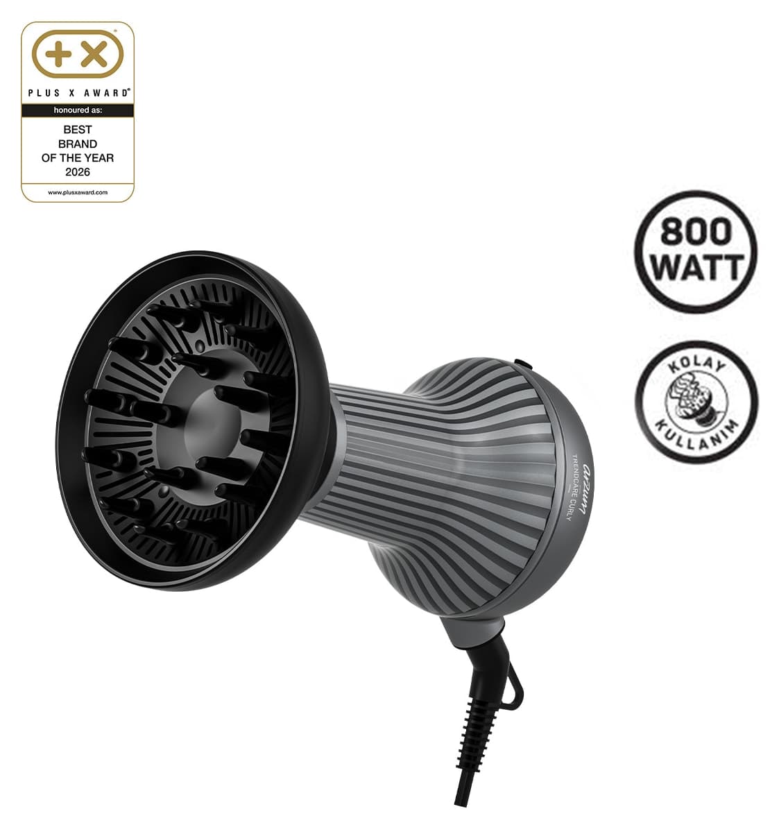 سشوار Arzum مدل AR5124 Trendcare Curly 800W با دیفیوزر و تقویتکننده فر سشوار Arzum مدل AR5124 Trendcare Curly 800W با دیفیوزر و تقویتکننده فر