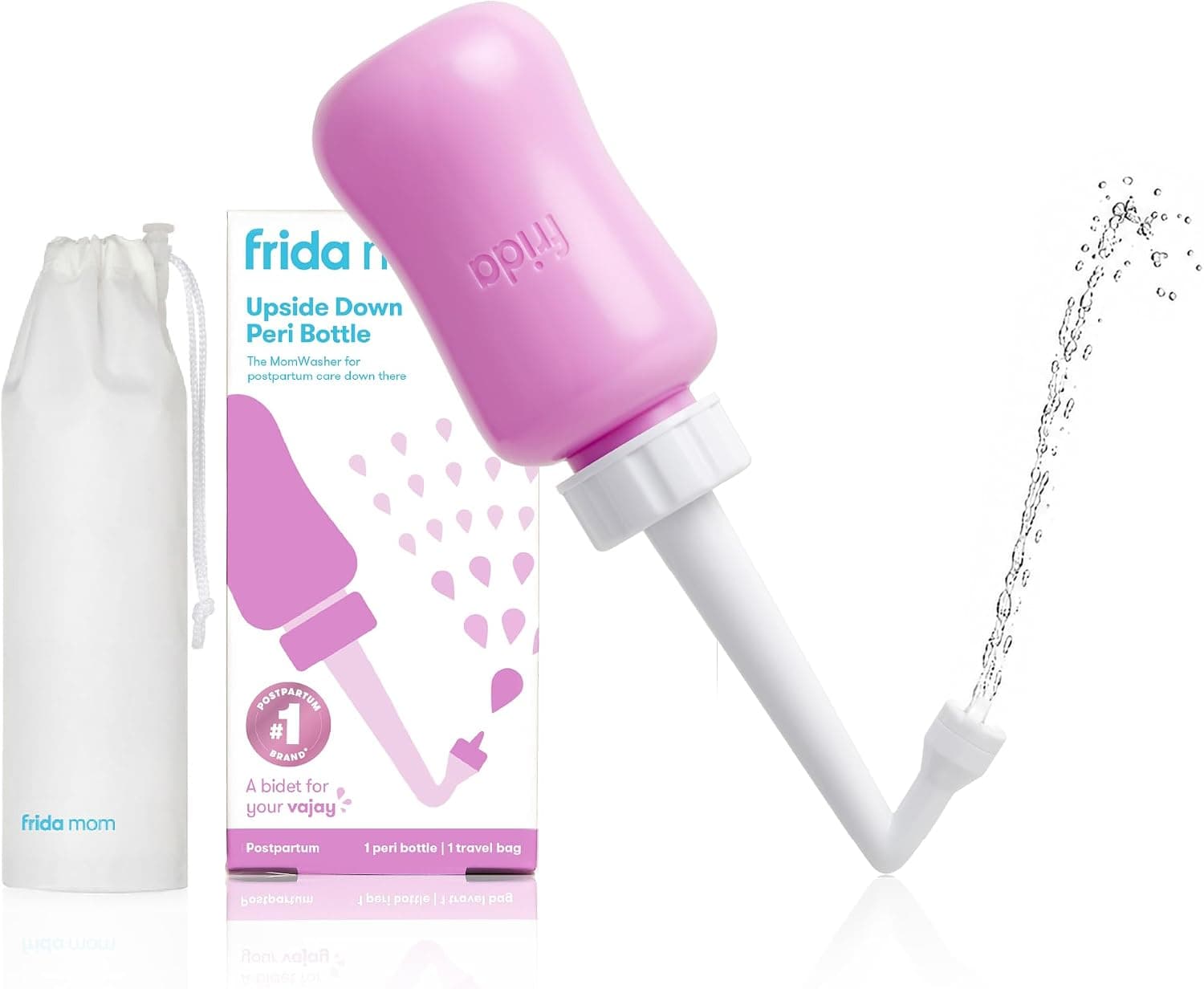 بطری شستوشوی پس از زایمان Frida Mom با طراحی وارونه و فشار آسان 10oz همراه با کیف حمل بطری شستوشوی پس از زایمان Frida Mom با طراحی وارونه و فشار آسان 10oz همراه با کیف حمل
