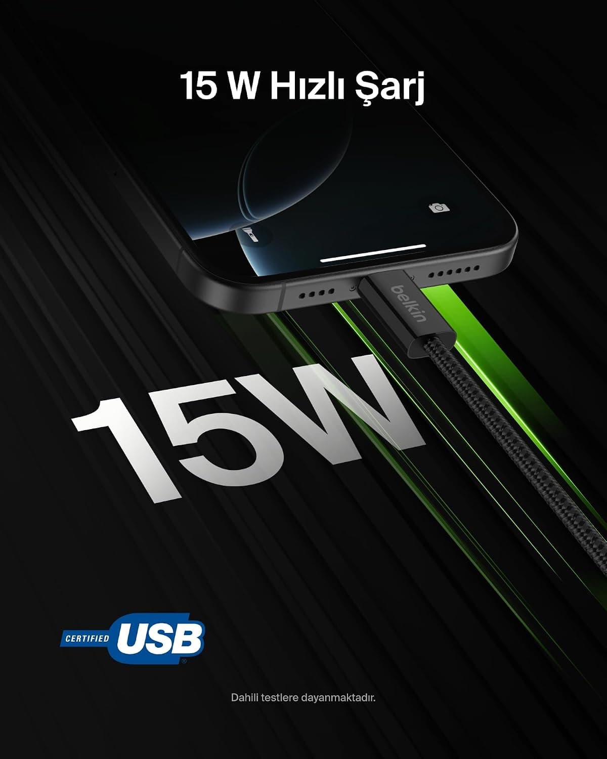 کابل مردانه Belkin USB-A به USB-C بافتهشده 1.5 متری 15 وات مشکی کابل مردانه Belkin USB-A به USB-C بافتهشده 1.5 متری 15 وات مشکی