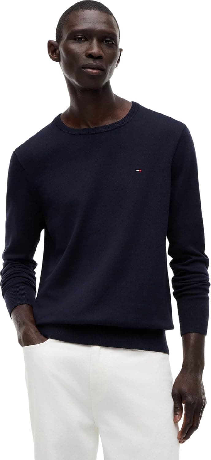 پلیور مردانه Tommy Hilfiger نخی یقه گرد Core Essential پلیور مردانه Tommy Hilfiger نخی یقه گرد Core Essential