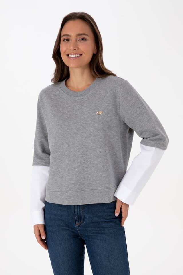 سوئیشرت زنانه U.S. Polo Assn. خاکستری ملانژ یقه گرد مدل 50315303-VR086 سوئیشرت زنانه U.S. Polo Assn. خاکستری ملانژ یقه گرد مدل 50315303-VR086