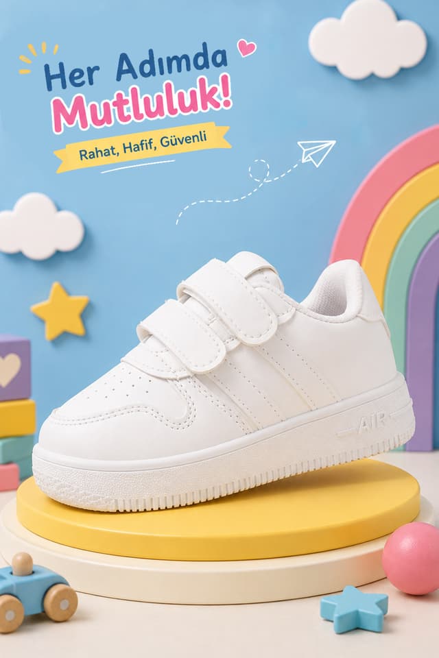 کفش اسپرت بچگانه یونیسکس İmerShoes سفید چسبی دو نوار سبک و راحت مدل ZL001 کفش اسپرت بچگانه یونیسکس İmerShoes سفید چسبی دو نوار سبک و راحت مدل ZL001