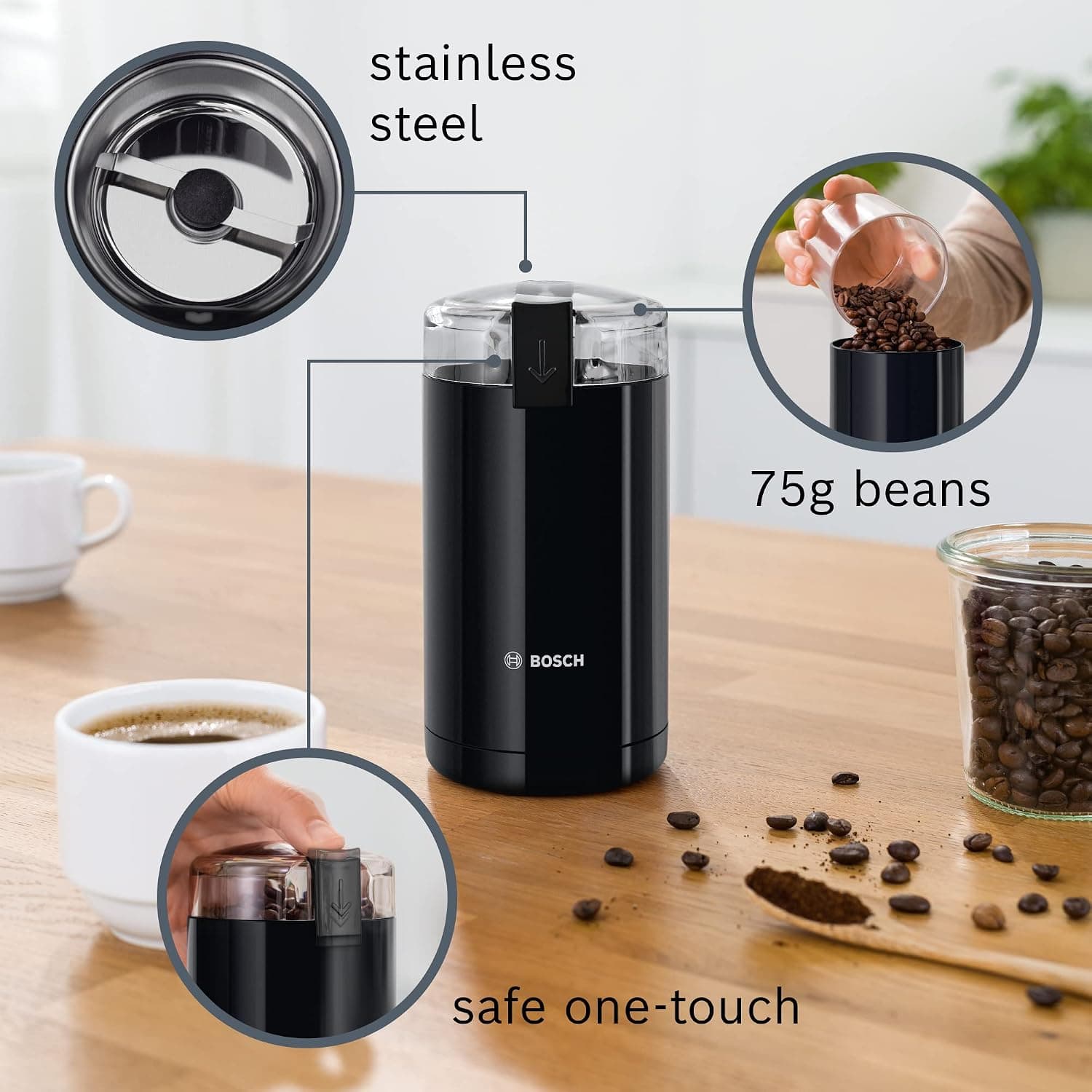 آسیاب قهوه Bosch با ظرفیت 75g مشکی مدل MKM6003NGB آسیاب قهوه Bosch با ظرفیت 75g مشکی مدل MKM6003NGB