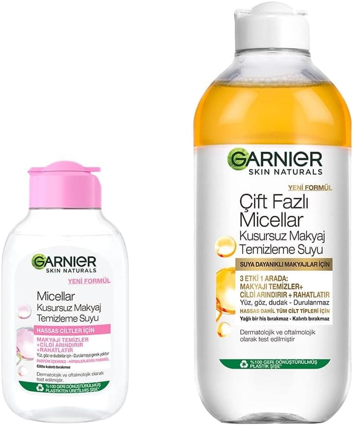 ست مراقبت از پوست Garnier Skin Naturals آب پاککننده آرایش Micellar 100ml و 400ml ست مراقبت از پوست Garnier Skin Naturals آب پاککننده آرایش Micellar 100ml و 400ml