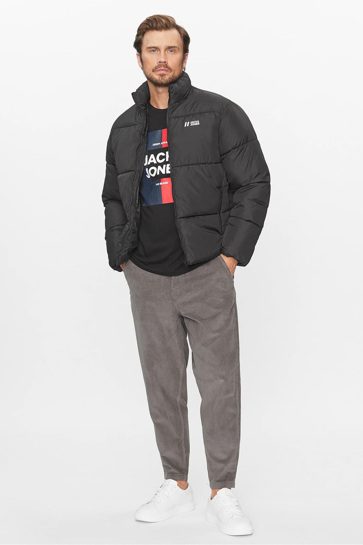 کاپشن پافر مردانه Jack & Jones یقه ایستاده Jjmax مشکی مدل 12238745 کاپشن پافر مردانه Jack & Jones یقه ایستاده Jjmax مشکی مدل 12238745