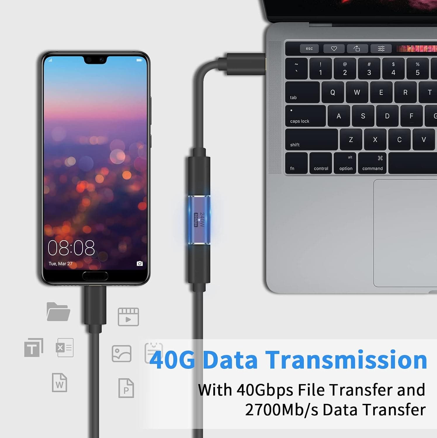 کوپلر USB C ماده به ماده Poyiccot بسته 2 عددی 240W 40Gbps کوپلر USB C ماده به ماده Poyiccot بسته 2 عددی 240W 40Gbps