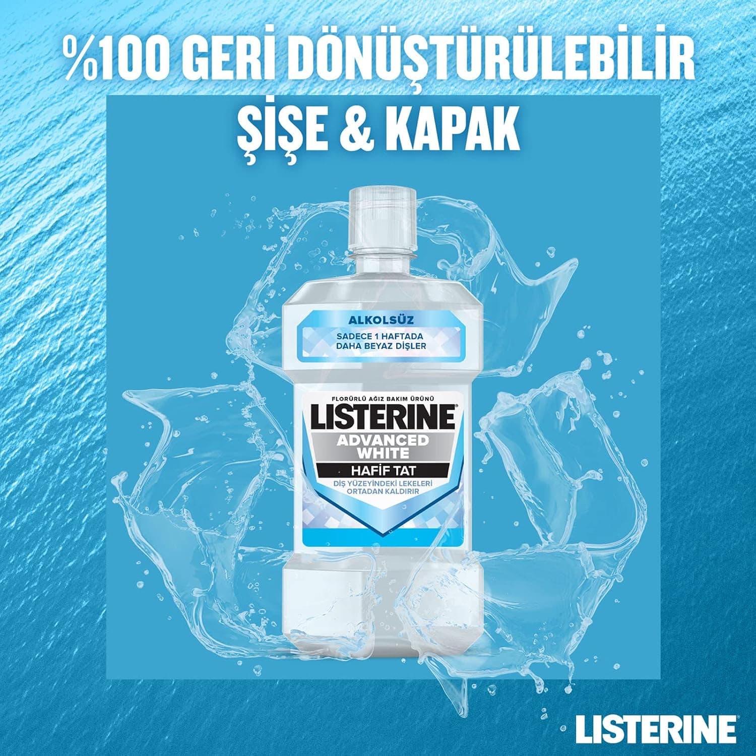 دهانشویه Listerine Advanced White با طعم ملایم 500 ml دهانشویه Listerine Advanced White با طعم ملایم 500 ml