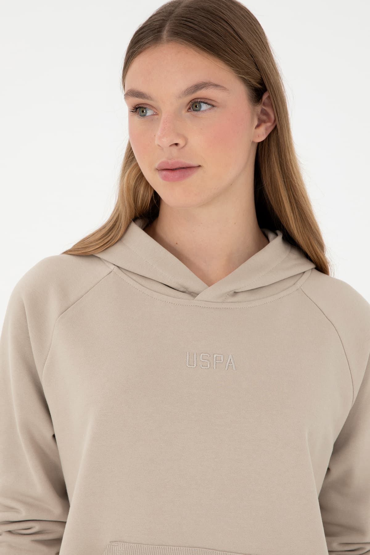 سویشرت کلاهدار زنانه U.S. Polo Assn. سنگی مدل 50296944-VR049 سویشرت کلاهدار زنانه U.S. Polo Assn. سنگی مدل 50296944-VR049