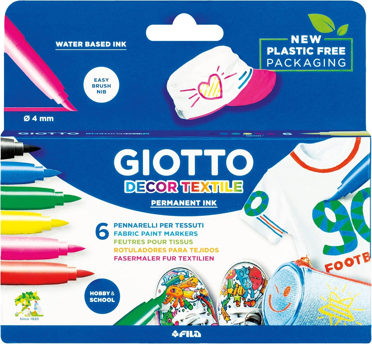 رنگ پارچه Giotto Decor بسته آویزدار 6 عددی رنگ پارچه Giotto Decor بسته آویزدار 6 عددی