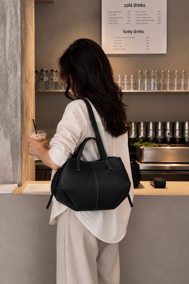 کیف زنانه Çantacımstore مدل Cyme Mini Pinterest مشکی با دوخت سفید کیف زنانه Çantacımstore مدل Cyme Mini Pinterest مشکی با دوخت سفید
