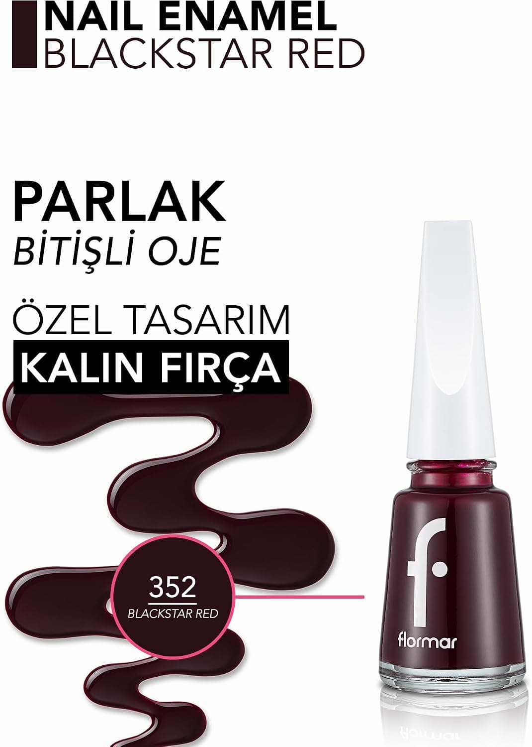 لاک ناخن Flormar قرمز Blackstar با پیگمان بالا و براقیت بالا مدل 352 لاک ناخن Flormar قرمز Blackstar با پیگمان بالا و براقیت بالا مدل 352