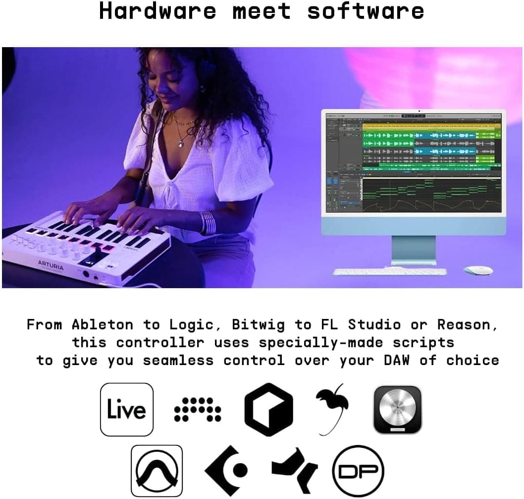 کنترلر MIDI Arturia مدل MiniLab 3 ۲۵ کلید ۸ پد چندرنگ مشکی کنترلر MIDI Arturia مدل MiniLab 3 ۲۵ کلید ۸ پد چندرنگ مشکی