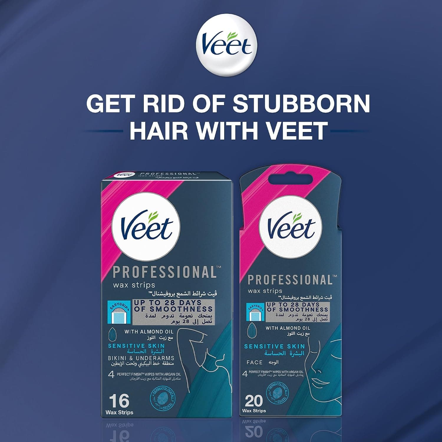 نوارهای موم موبر صورت Veet مناسب پوست حساس با روغن بادام، همراه دستمال پاککننده آرگان 20 عدد نوارهای موم موبر صورت Veet مناسب پوست حساس با روغن بادام، همراه دستمال پاککننده آرگان 20 عدد