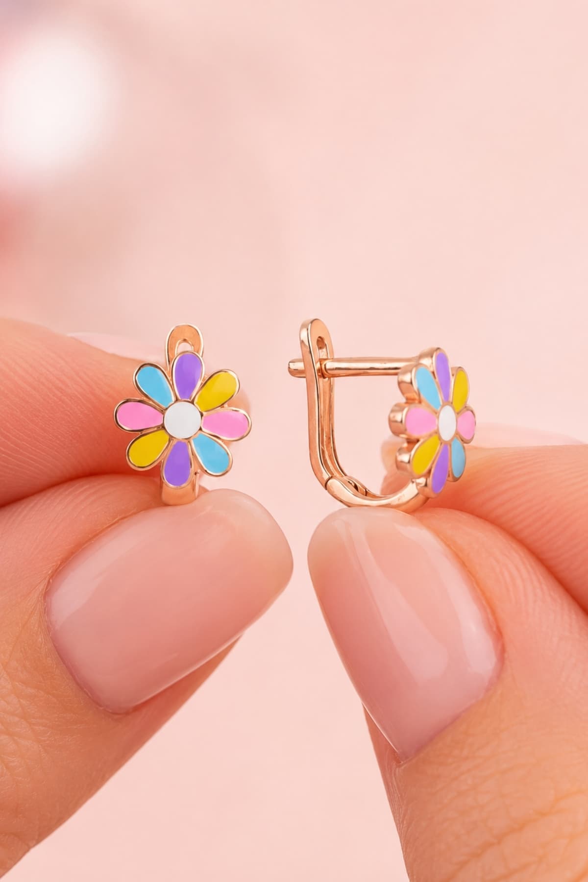 گوشواره کودک دخترانه Lucente Jewellery نقره 925 عیار گیرهای طرح گل میناکاری رنگی گوشواره کودک دخترانه Lucente Jewellery نقره 925 عیار گیرهای طرح گل میناکاری رنگی