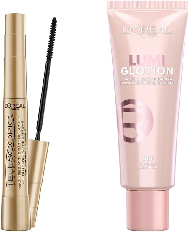 ست آرایشی L'Oreal Paris شامل ریمل Telescopic و Glotion چندمنظوره با درخشش طبیعی مدل 901 ست آرایشی L'Oreal Paris شامل ریمل Telescopic و Glotion چندمنظوره با درخشش طبیعی مدل 901