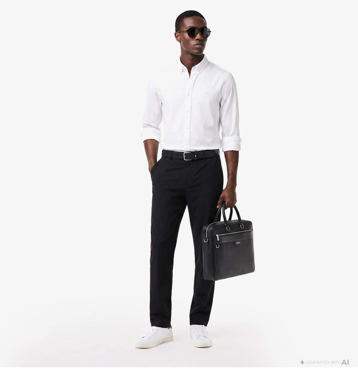 پیراهن مردانه Lacoste سفید یقه دکمهدار فیت اسلیم پیراهن مردانه Lacoste سفید یقه دکمهدار فیت اسلیم