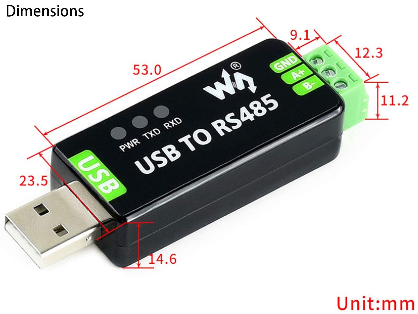 مبدل صنعتی USB به RS485 Waveshare با تراشه FT232RL و SP485EEN مبدل صنعتی USB به RS485 Waveshare با تراشه FT232RL و SP485EEN