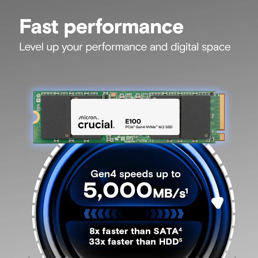 حافظه SSD داخلی Crucial با ظرفیت 1TB NVME M.2 مدل CT1000E100SSD8 حافظه SSD داخلی Crucial با ظرفیت 1TB NVME M.2 مدل CT1000E100SSD8