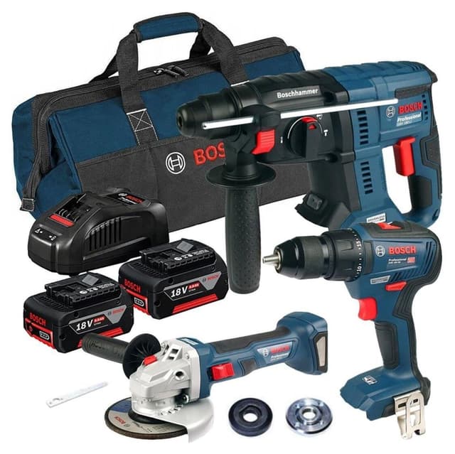 ست ابزار 3تکه Bosch شامل Gbh 18v-22، Gsr 180li و Gws 18v-8li با باتری Gba 4ah X 2 ست ابزار 3تکه Bosch شامل Gbh 18v-22، Gsr 180li و Gws 18v-8li با باتری Gba 4ah X 2