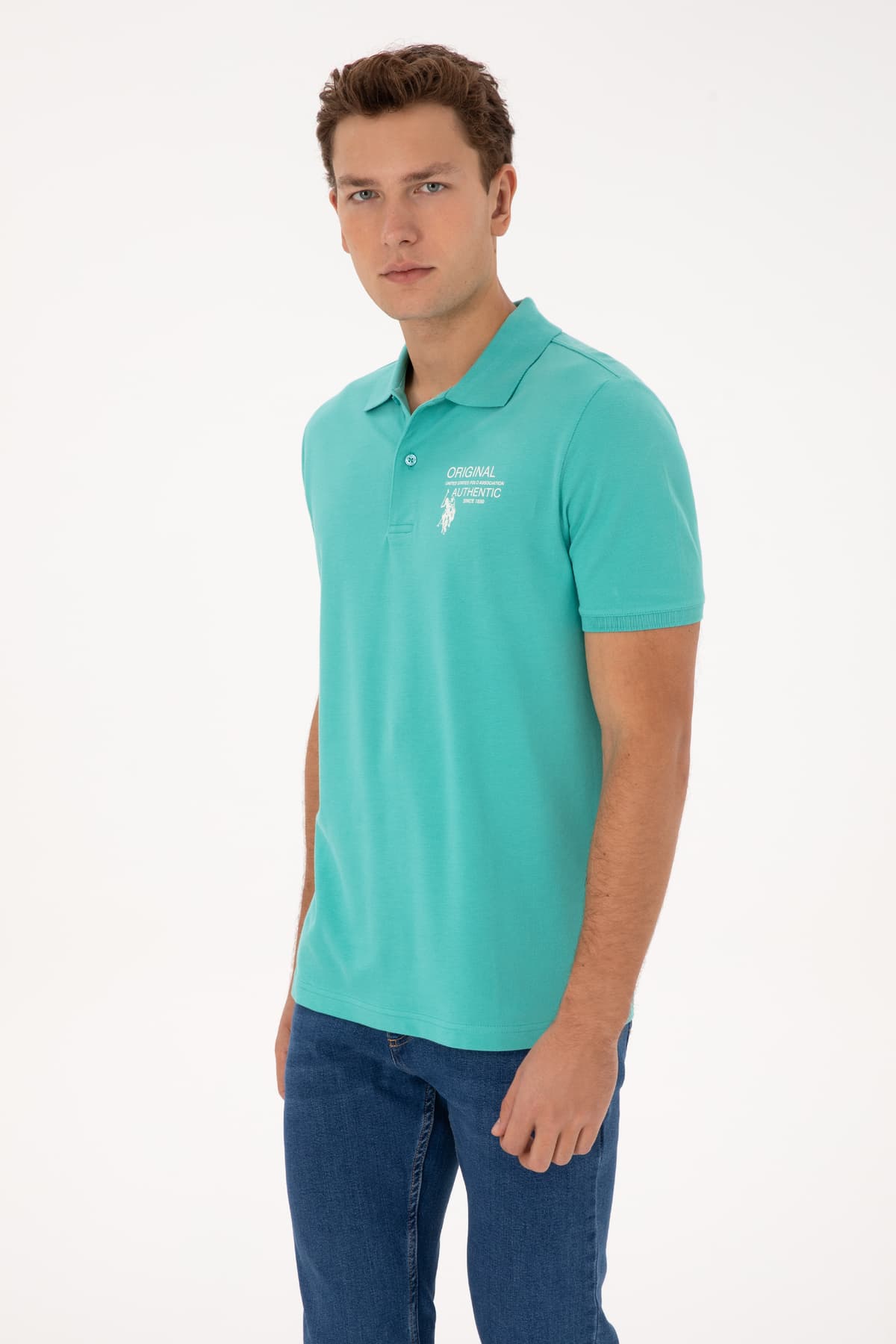 تیشرت مردانه U.S. Polo Assn. نعنایی فیت معمولی یقه پولو مدل 50324903-VR090 تیشرت مردانه U.S. Polo Assn. نعنایی فیت معمولی یقه پولو مدل 50324903-VR090