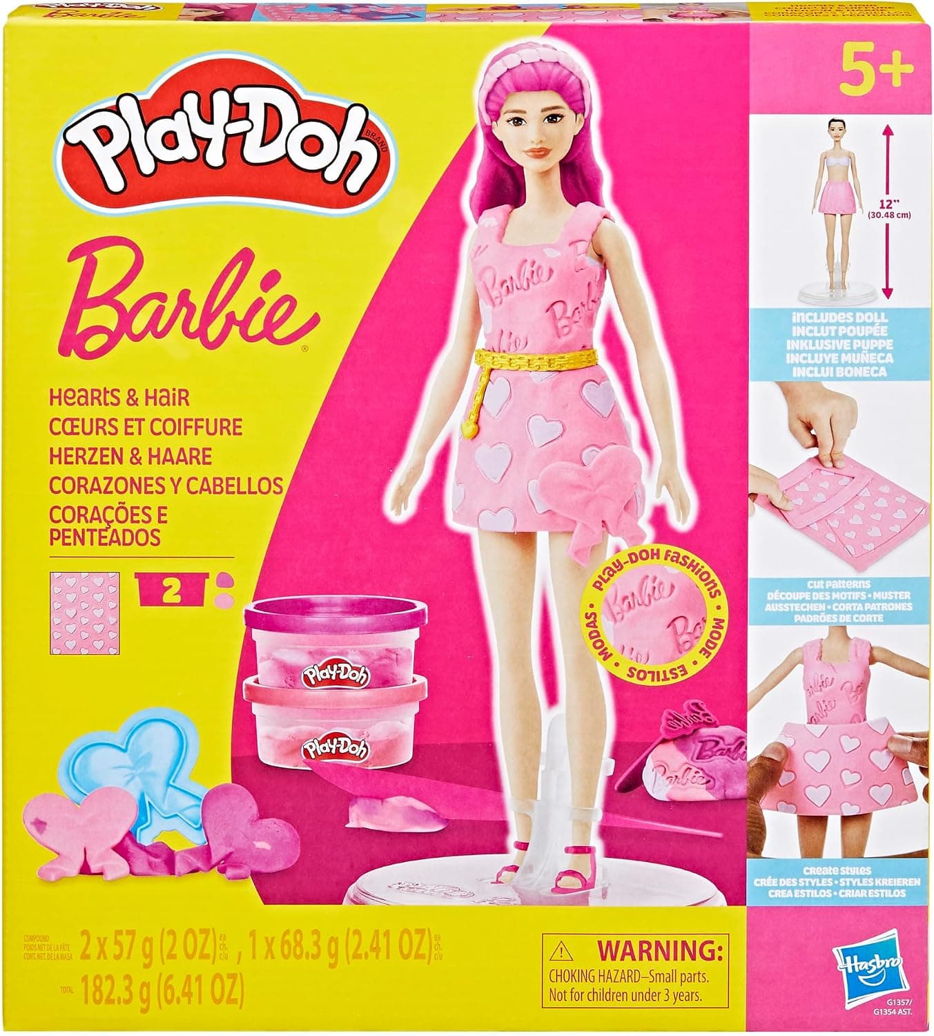 ست خمیربازی برای دختران و پسران 5+ Play-Doh Barbie با خمیر شکلدهی، لباس عروسک و 9 اکسسوری مد ست خمیربازی برای دختران و پسران 5+ Play-Doh Barbie با خمیر شکلدهی، لباس عروسک و 9 اکسسوری مد