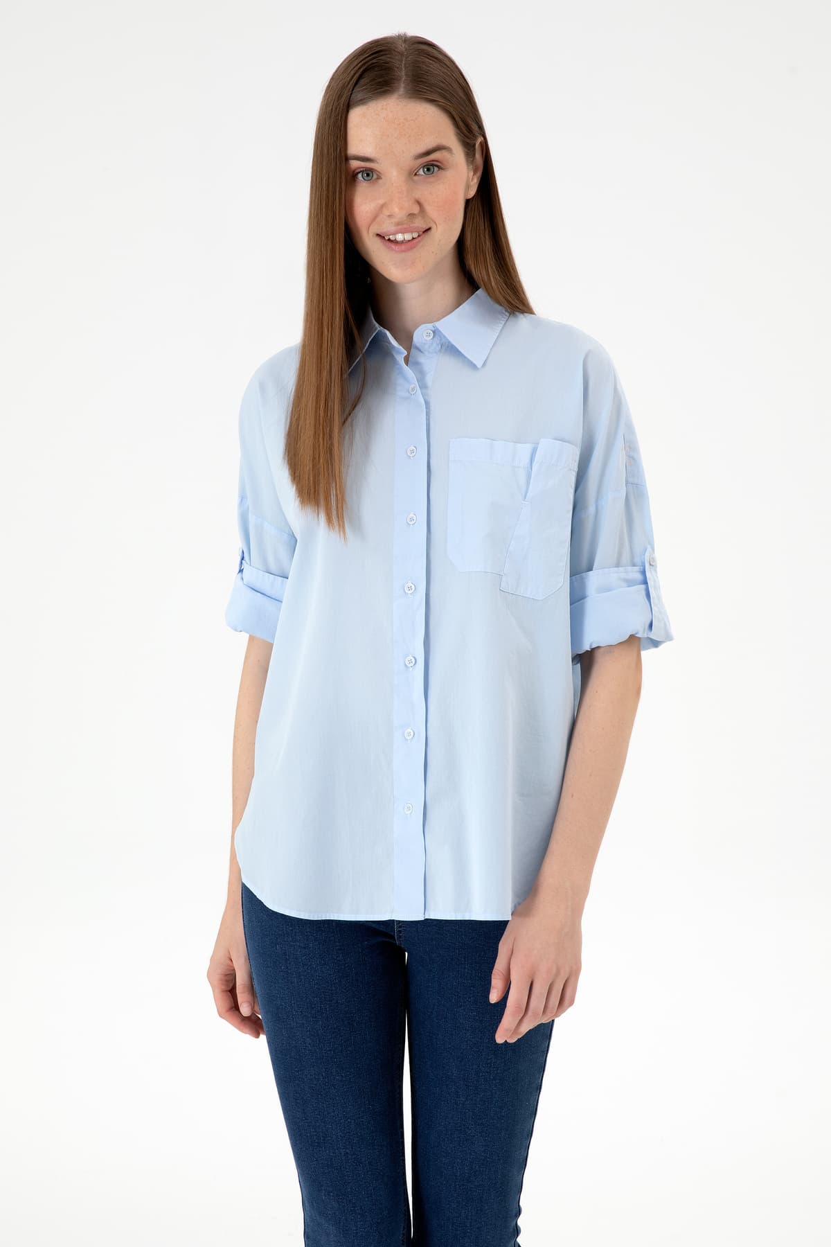 پیراهن زنانه U.S. Polo Assn. آبی روشن آستین بلند مدل 50300096-VR003 پیراهن زنانه U.S. Polo Assn. آبی روشن آستین بلند مدل 50300096-VR003