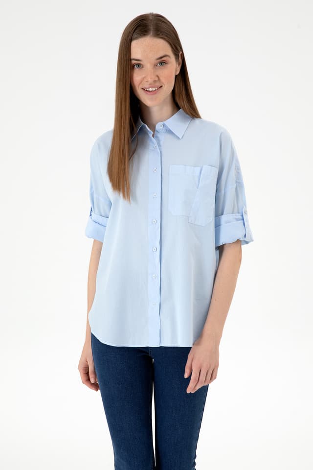 پیراهن زنانه U.S. Polo Assn. آبی روشن آستین بلند مدل 50300096-VR003 پیراهن زنانه U.S. Polo Assn. آبی روشن آستین بلند مدل 50300096-VR003