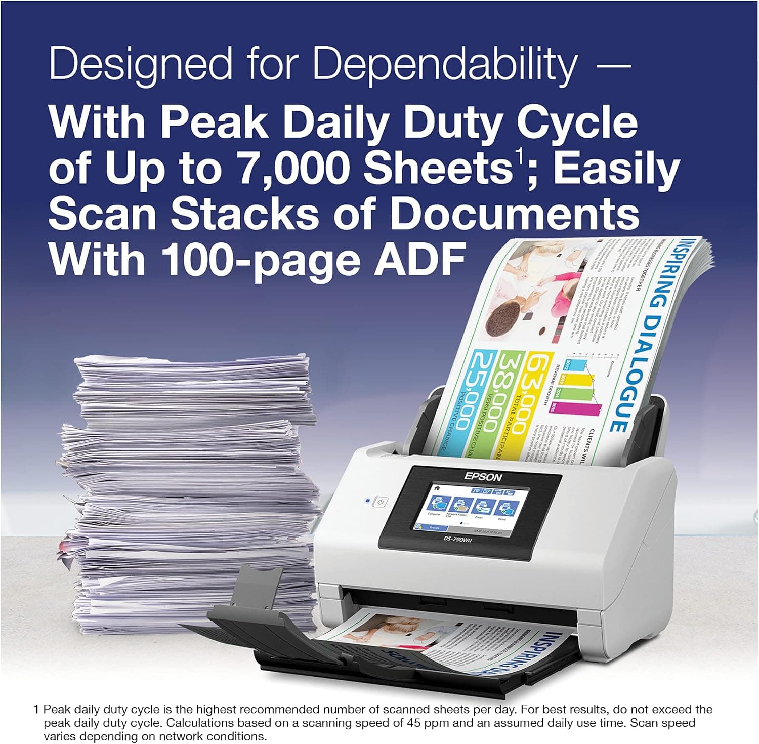 اسکنر اسناد رنگی Epson مدل DS-790WN با شبکه بیسیم، اسکن دورو و تغذیه خودکار 100برگی اسکنر اسناد رنگی Epson مدل DS-790WN با شبکه بیسیم، اسکن دورو و تغذیه خودکار 100برگی