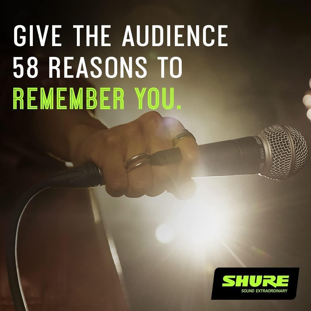 میکروفون ووکال Shure داینامیک کاردیوئید مدل SM58 به همراه کابل XLR 7.5m میکروفون ووکال Shure داینامیک کاردیوئید مدل SM58 به همراه کابل XLR 7.5m